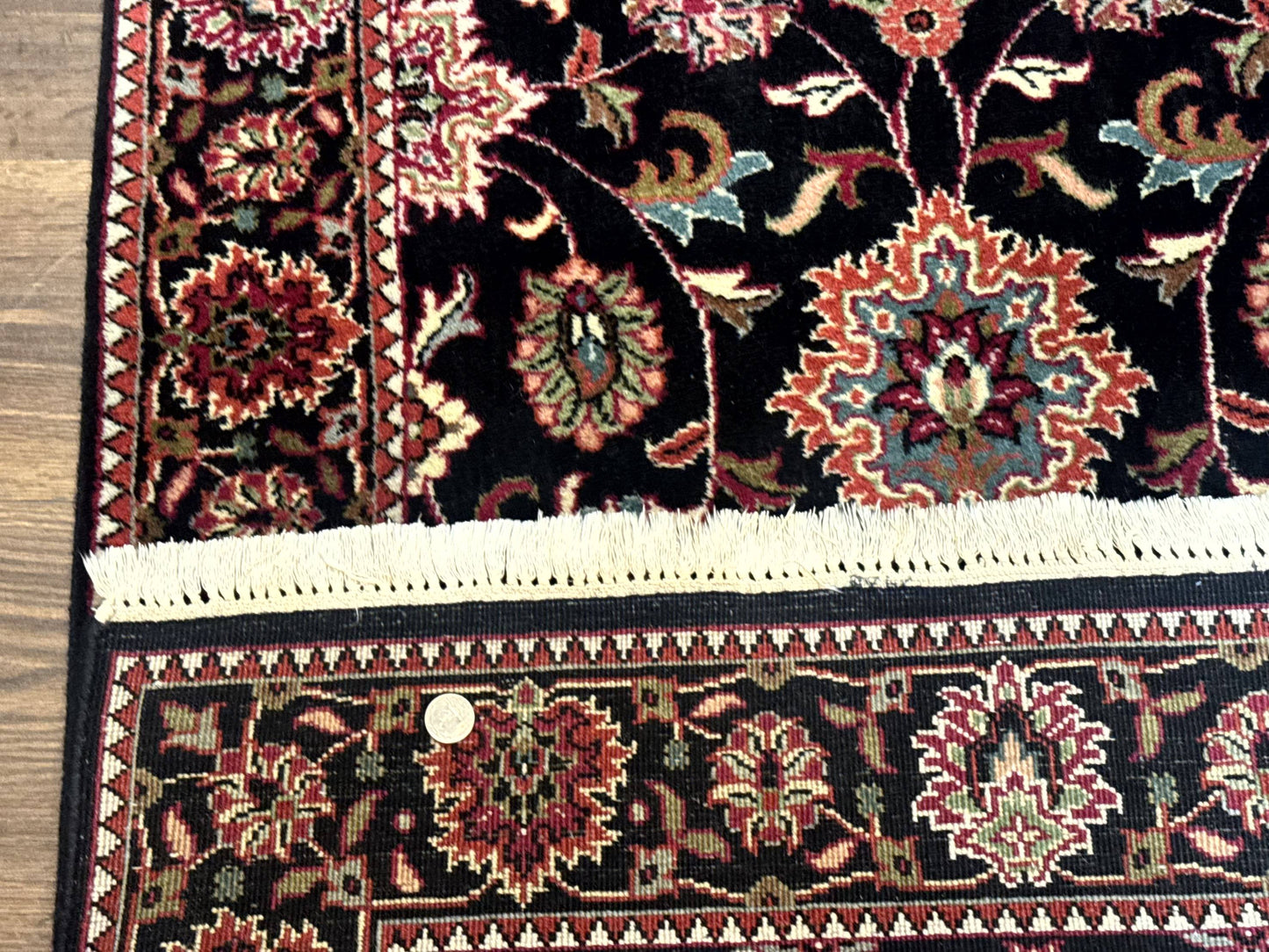 Indo Persian Sarouk Rug 3x5, Black Traditional Oriental Carpet