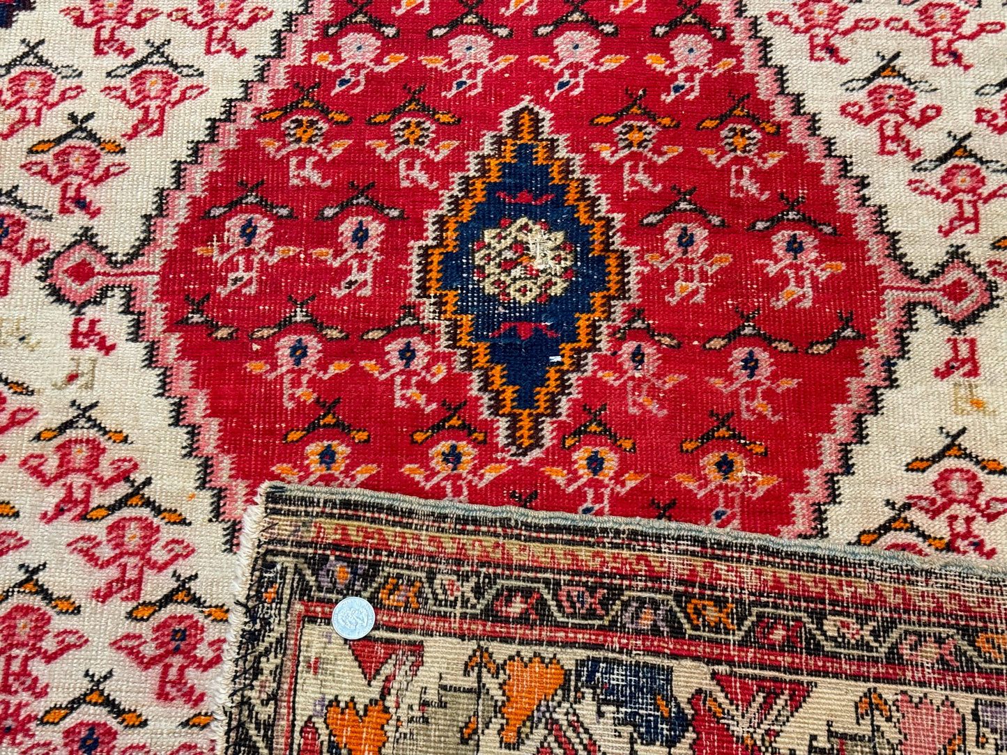 Antique Persian Malayer Rug 4x7 Tribal Senneh Geometric Diamond Design