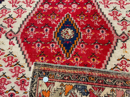 Antique Persian Malayer Rug 4x7 Tribal Senneh Geometric Diamond Design