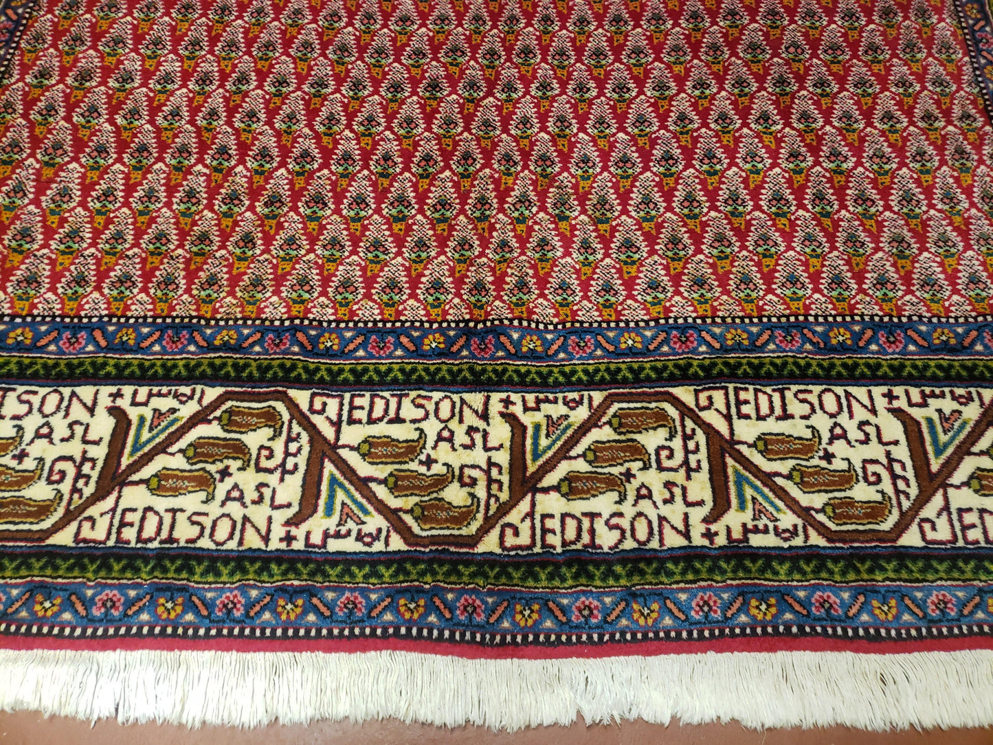 Turkish Tribal Rug Hand Knotted 6x9 Boteh Paisley Pattern Red Beige Wool Carpet