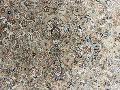 Indo Mahal Rug 8x10 Handmade Wool Indo Persian Carpet With Floral Olive Green Accents