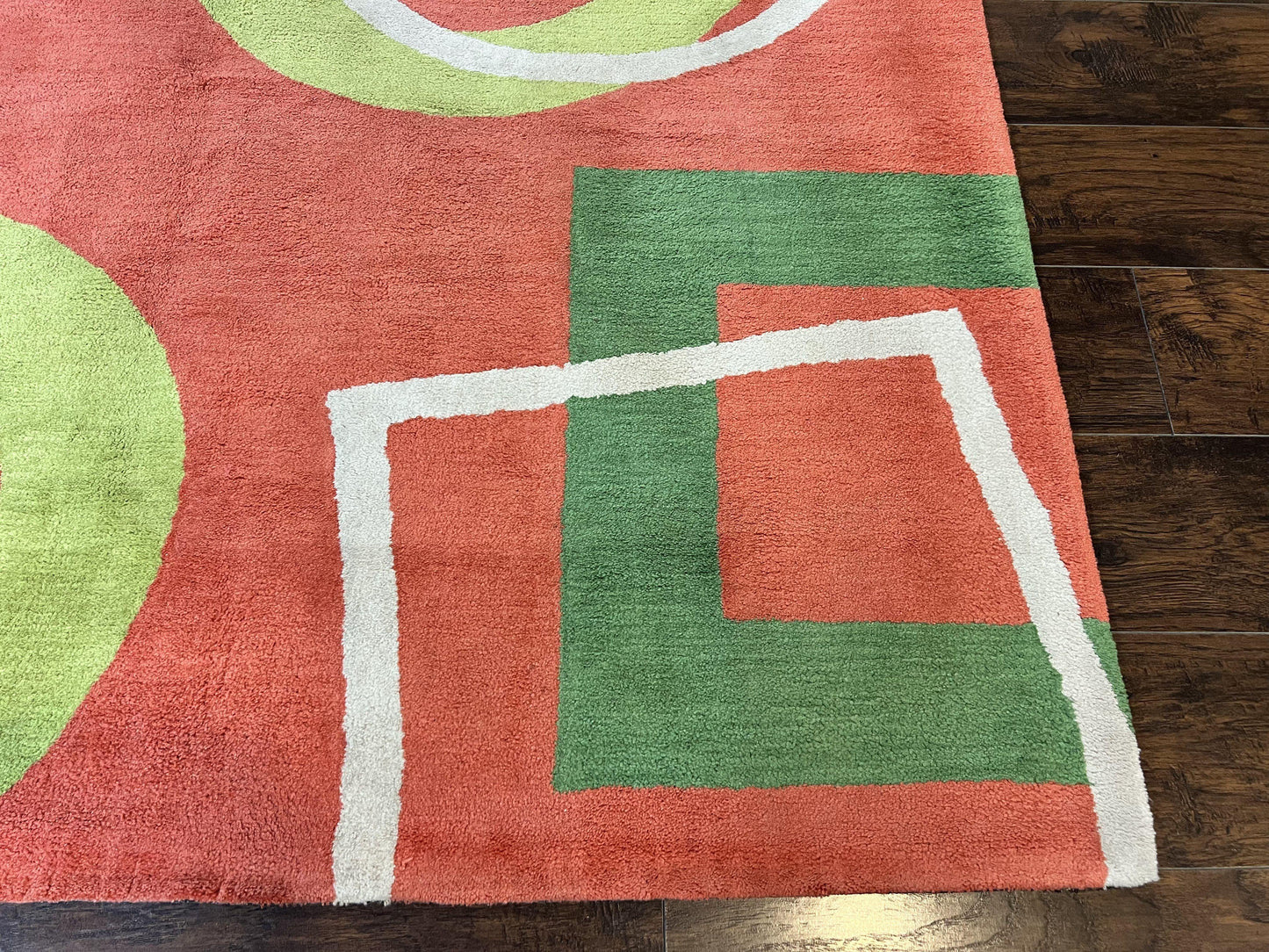Abstract Rug 6x9 Modern Contemporary Area Rug Red Orange Green