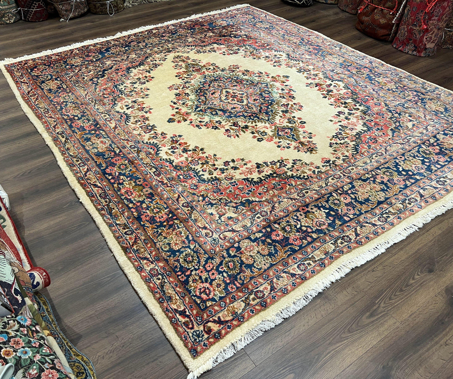 Persian Rug Hand Knotted Wool Hamadan 9x10 Antique Oriental Carpet