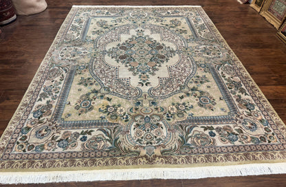 Handmade Persian Rug Wool Vintage Floral Medallion Oriental Carpet 8 By 10.6