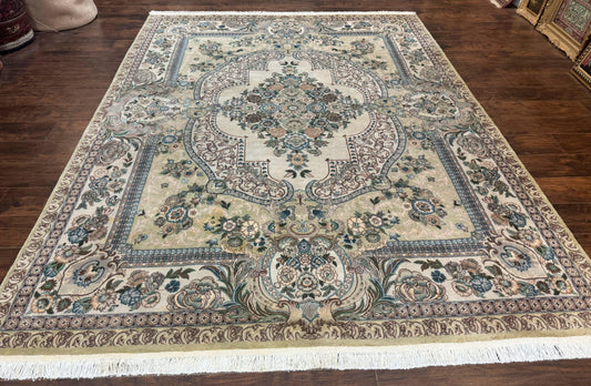 Handmade Persian Rug Wool Vintage Floral Medallion Oriental Carpet 8 By 10.6