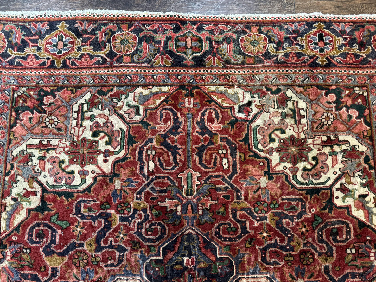 Heriz Rug 6 Foot 6 In By 9 Foot 3 In Wool Persian Carpet With Geometric Medallion
