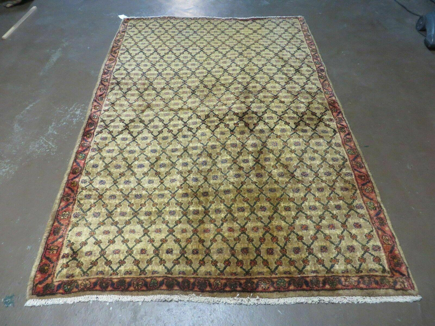 Antique Indian Handmade Wool Rug 4x6 Camel Hair Color 1900s Era