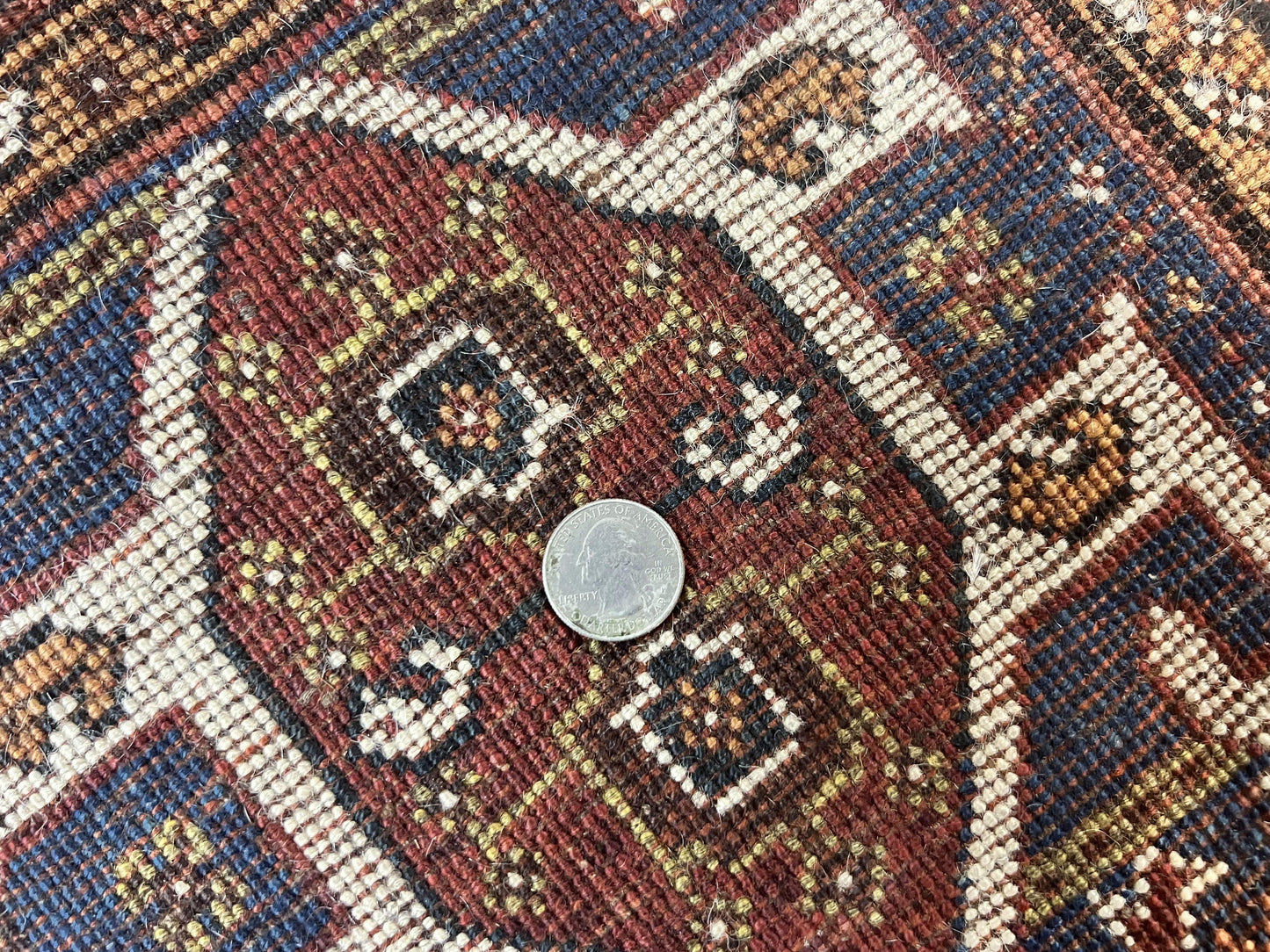 Antique Persian Shiraz Tribal Rug 6x8 Hand Knotted Wool Carpet Red Blue Geometric Design