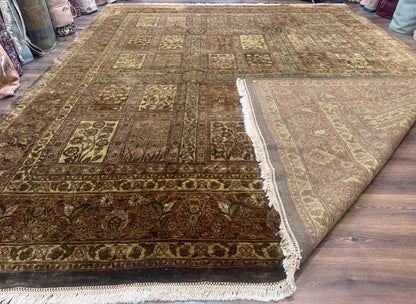 Indian Wool Rug 12x14 Hand Knotted Panel Design Traditional Indo Persian Palace Size