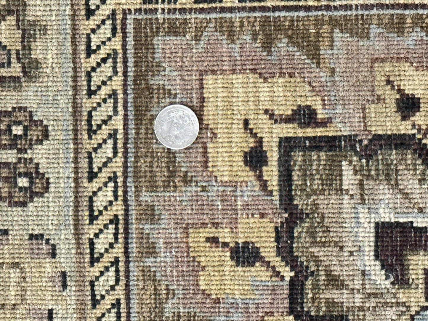 Indo Persian Rug 9x12, Floral Allover, Midnight Blue, Handmade Vintage Wool Oriental Carpet