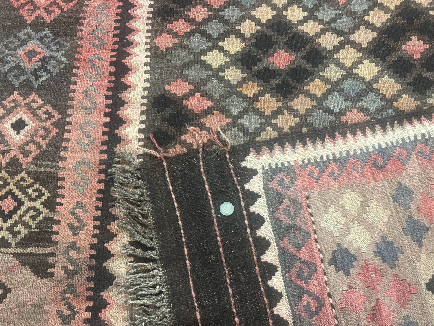 Persian Kurdish Kilim Rug 8x10 Handwoven Wool Flatweave Vintage Zarand Kilim