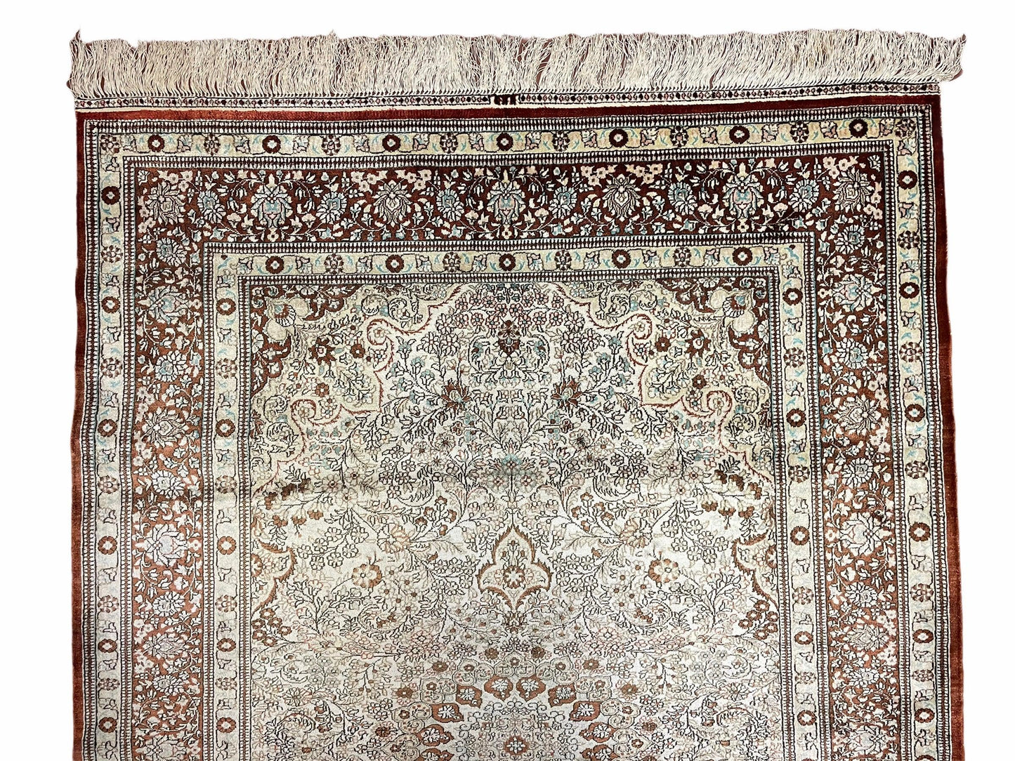 4x6 Vintage Handmade Chinese Oriental Silk Rug Hand Knotted 400 KPSI