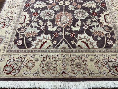 Indo Mahal Area Rug 6x9 Hand Knotted Wool Vintage Persian Carpet