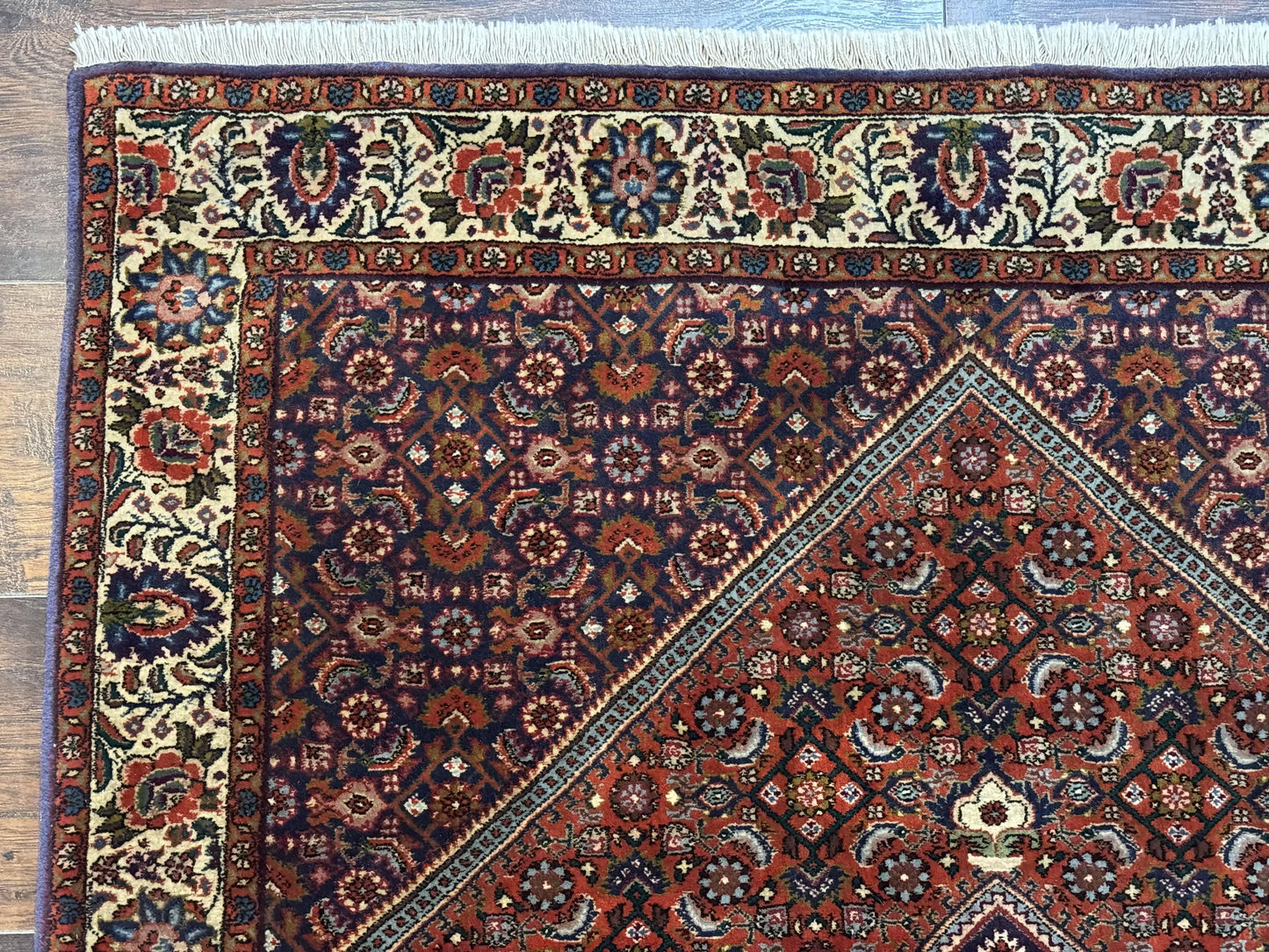 Persian Bidjar Rug 4x5 Hand Knotted Wool Herati Pattern Fine 290 KPSI