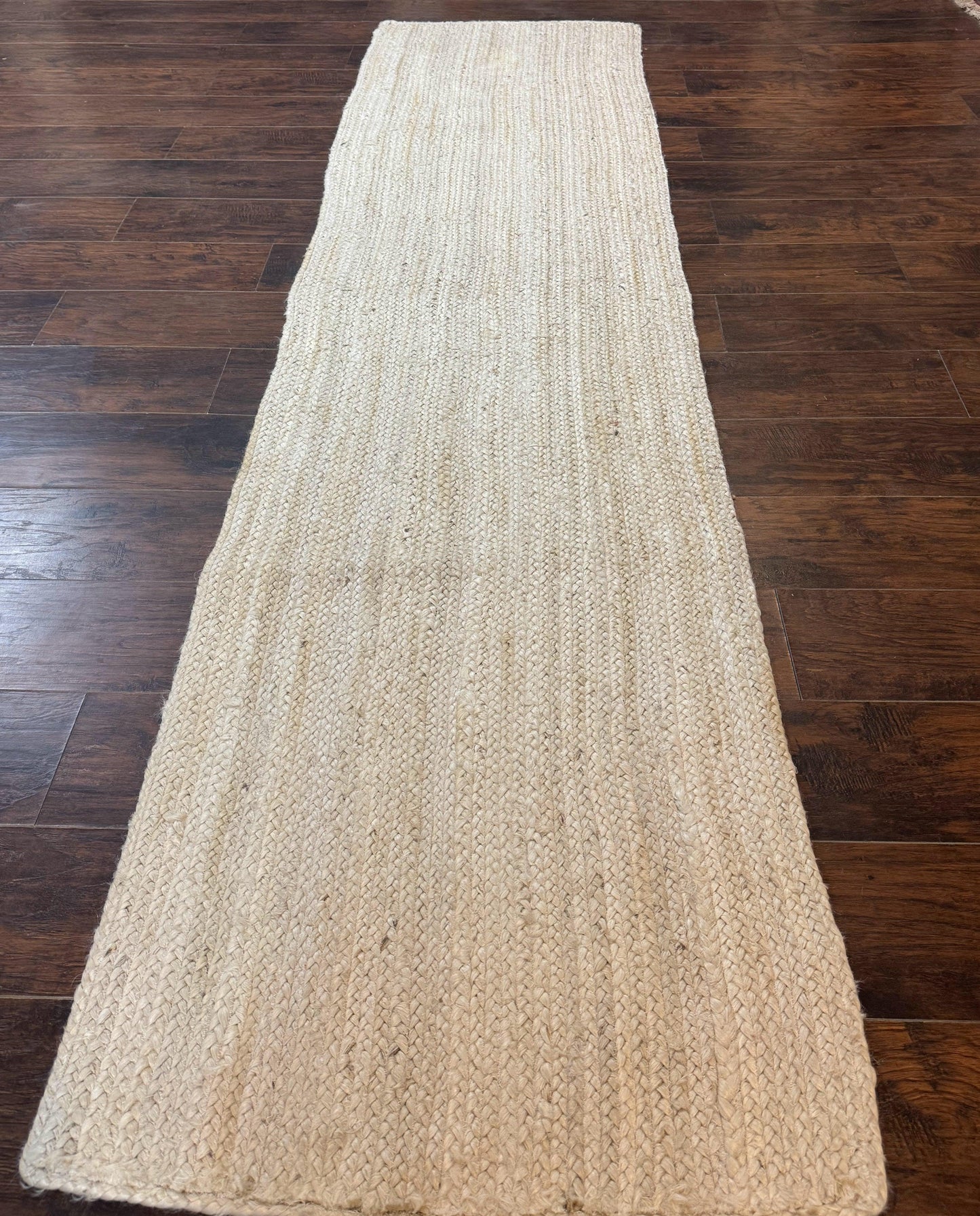 Modern Jute Runner Rug 2.7 x 10, Rug for Hallway or Kitchen, Farmhouse Rug