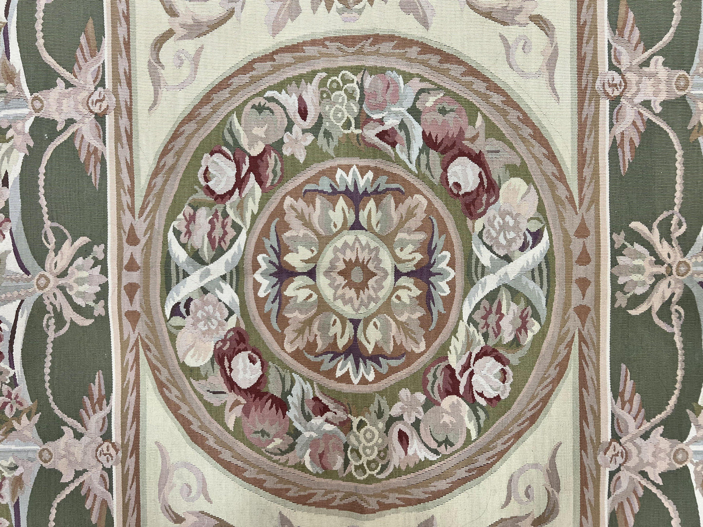 Aubusson Rug 5x8 Wool Handmade Vintage Carpet With Angel Motifs European Design