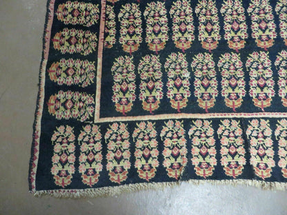 Antique Karabagh Caucasian Rug Handmade Wool Paisley Design 4x9 Vintage Carpet 1880s