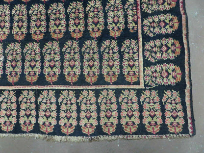Antique Karabagh Caucasian Rug Handmade Wool Paisley Design 4x9 Vintage Carpet 1880s