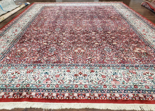 Persian Rug Oversized 11x15 Wool Handmade Oriental Carpet With Millefleur Floral Pattern