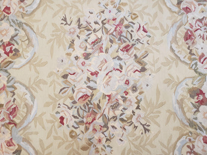 Aubusson Rug 6x9 Flatweave Wool Hand Woven Cream And Red
