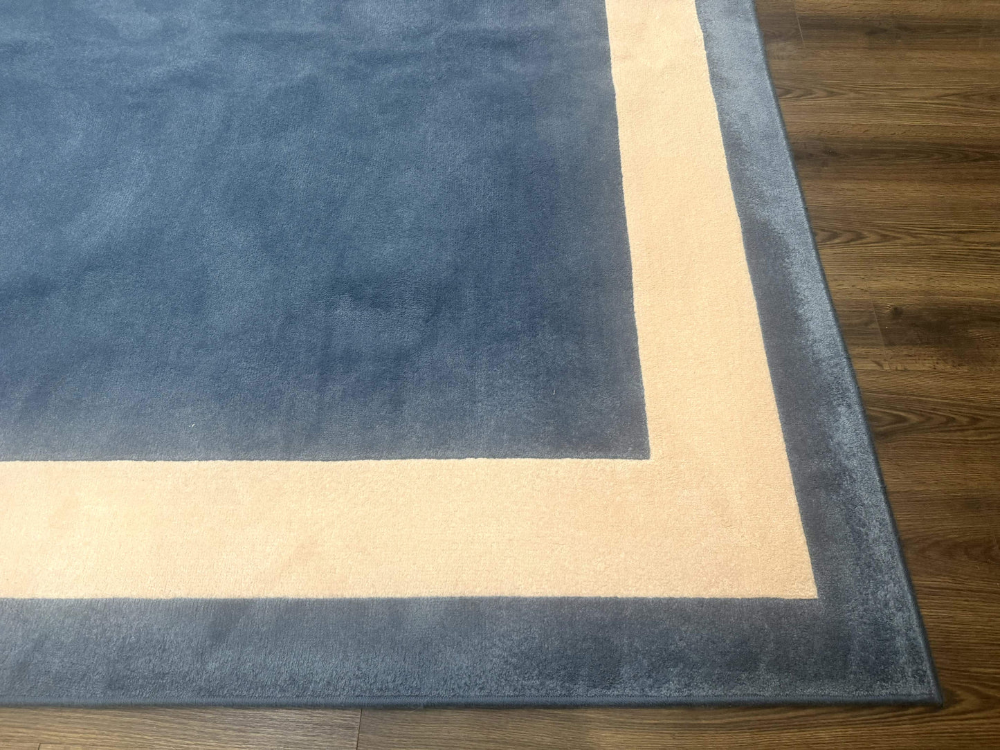 Blue And Cream Square Rug 10x10 Ft Hand Tufted Wool Modern Area Carpet