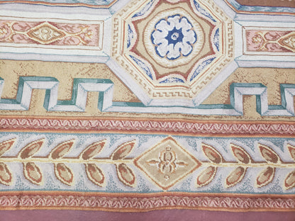 New Chinese Needlepoint Rug 8x14 - 9x14, French European Panel Design, Elegant Dining Room Rug, Flatweave Hand Woven Carpet, Handmade, Wool