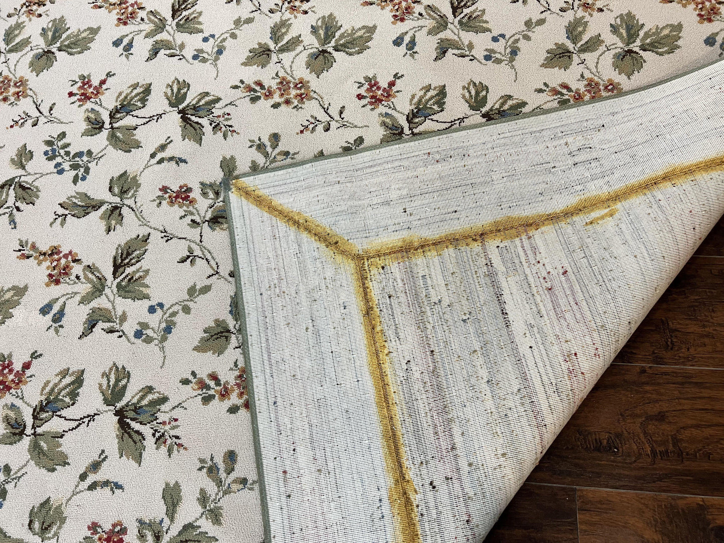 Vintage Stark Carpet 7x10, Ivory and Green, European Aubusson Design, Allover Pattern, Stark Rug