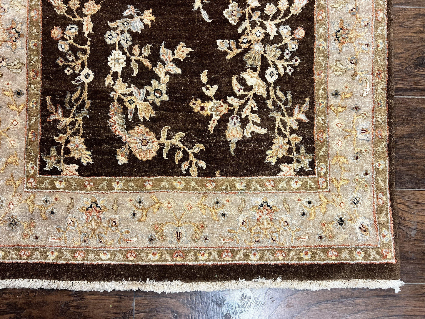 Peshawar Runner Rug 3 x 20, Wool Hand Knotted Vintage Pakistani Carpet, Brown & Taupe, Chobi Mahal Floral Rug, Extra Long Hallway Runner