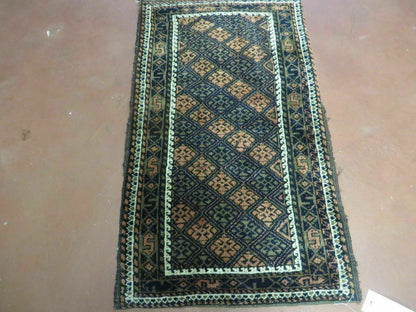 Antique Bokhara Rug Turkoman Balouchi Handmade Pakistani Wool 1920s Vintage