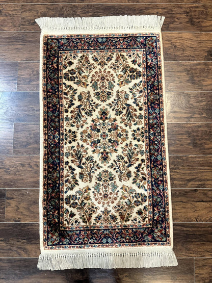 Karastan Rug 2.6 x 4, Karastan Ivory Sarouk #760, Vintage Wool Pile Small Karastan Carpet, Original Collection 700 Series Discontinued