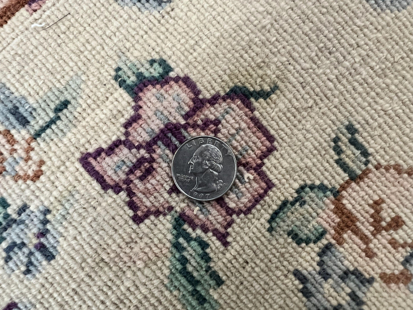 Sino Persian Rug 8x10 Floral Wool Handmade Carpet Oatmeal Teal