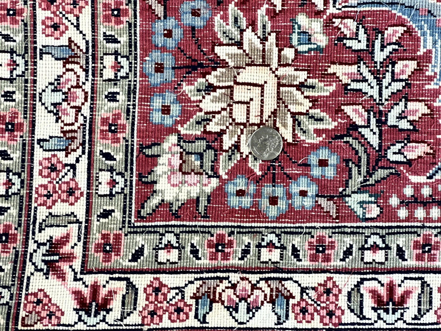 Silk Kashmiri Rug 8x10 Floral Medallion Handmade Indo Persian Vintage Silk Rug