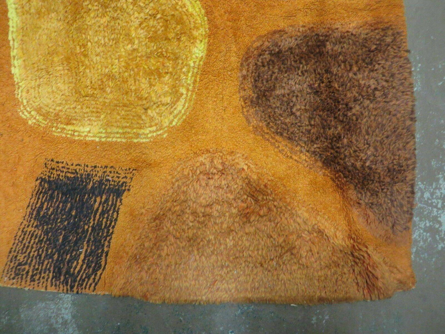 Handmade Wool Hooked Rug Abstract Modern Design 44 By 70 Inches From 1970s