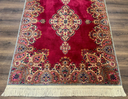 Karastan Rug 4x6 Red Medallion Kirman #762, Wool Vintage Original 700 Series