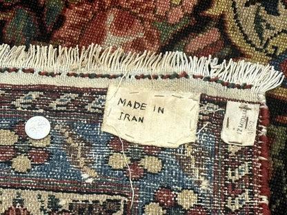 Persian Bakhtiari Rug Antique 12x19 Hand Knotted Wool Panel Design Peacocks Multicolor