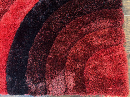 Red And Black Wool Shag Rug 5x7 Pair A Modern Area Decor For Living Rooms
