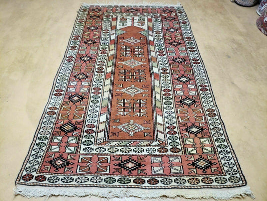 Oushak Wool Rug Antique Turkish Handmade 4x7
