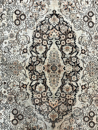 Silk Indian Kashmiri Rug 6x9 Hand Knotted Vintage Style Area Rug