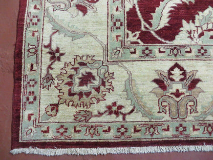 Vintage Handmade Peshawar Agra Chobi Rug 8x10 Handknotted Wool