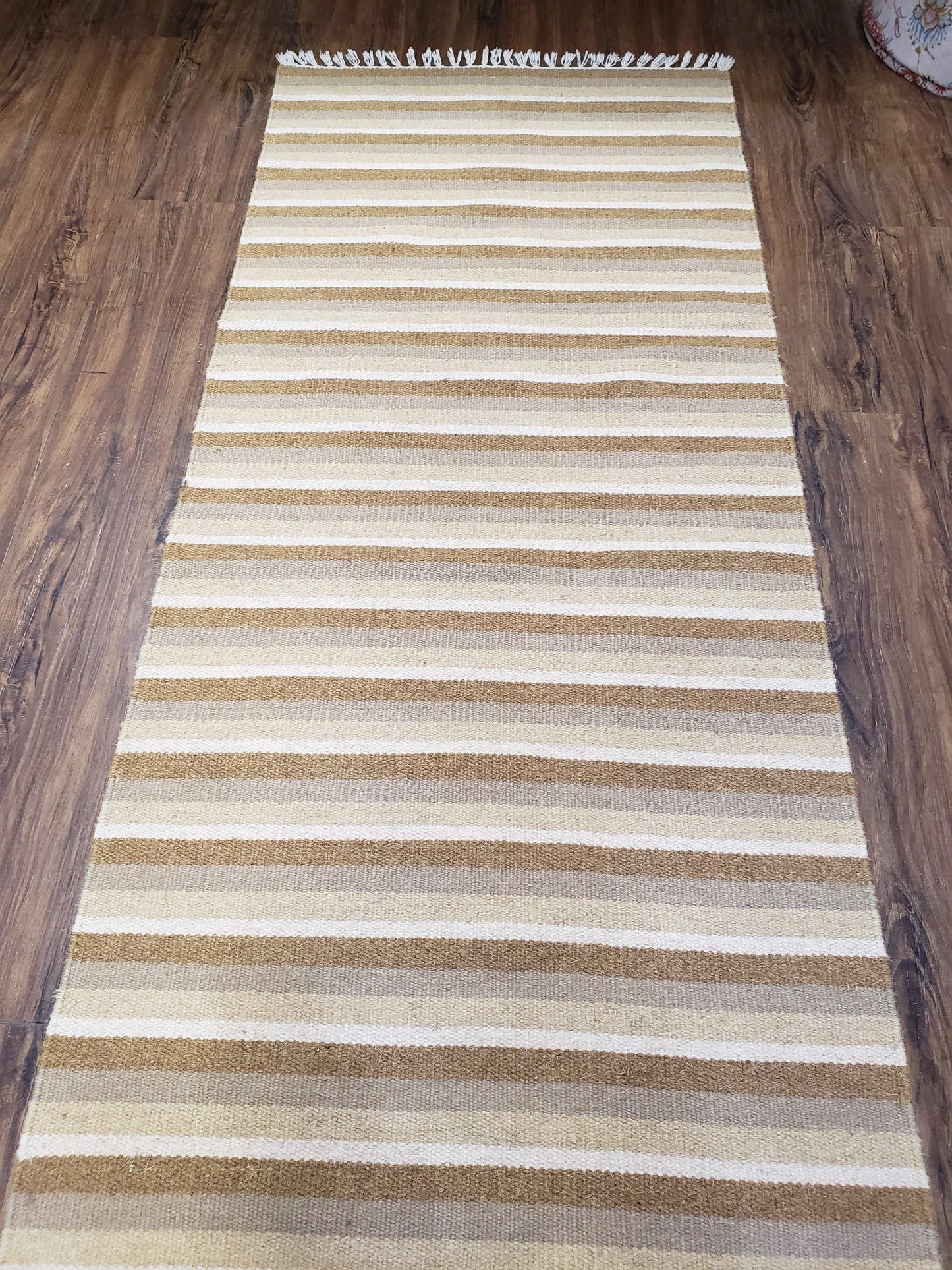 Striped Runner Rug, Flatweave Runner Rug, Hallway Runner, 15 ft Carpet Runner for Hall, Earth Tone Colors, Handmade Hand Woven Farmhouse Rug