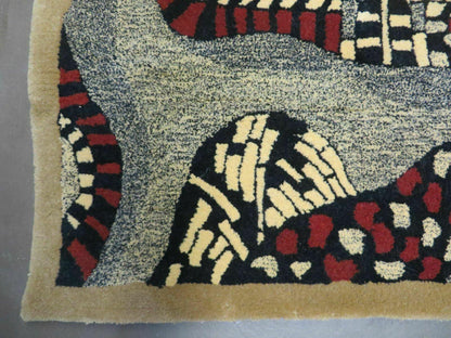 Vintage Israeli Handcrafted Wool Rug 3 By 4 Feet Wall Hanging Signed Hebrew