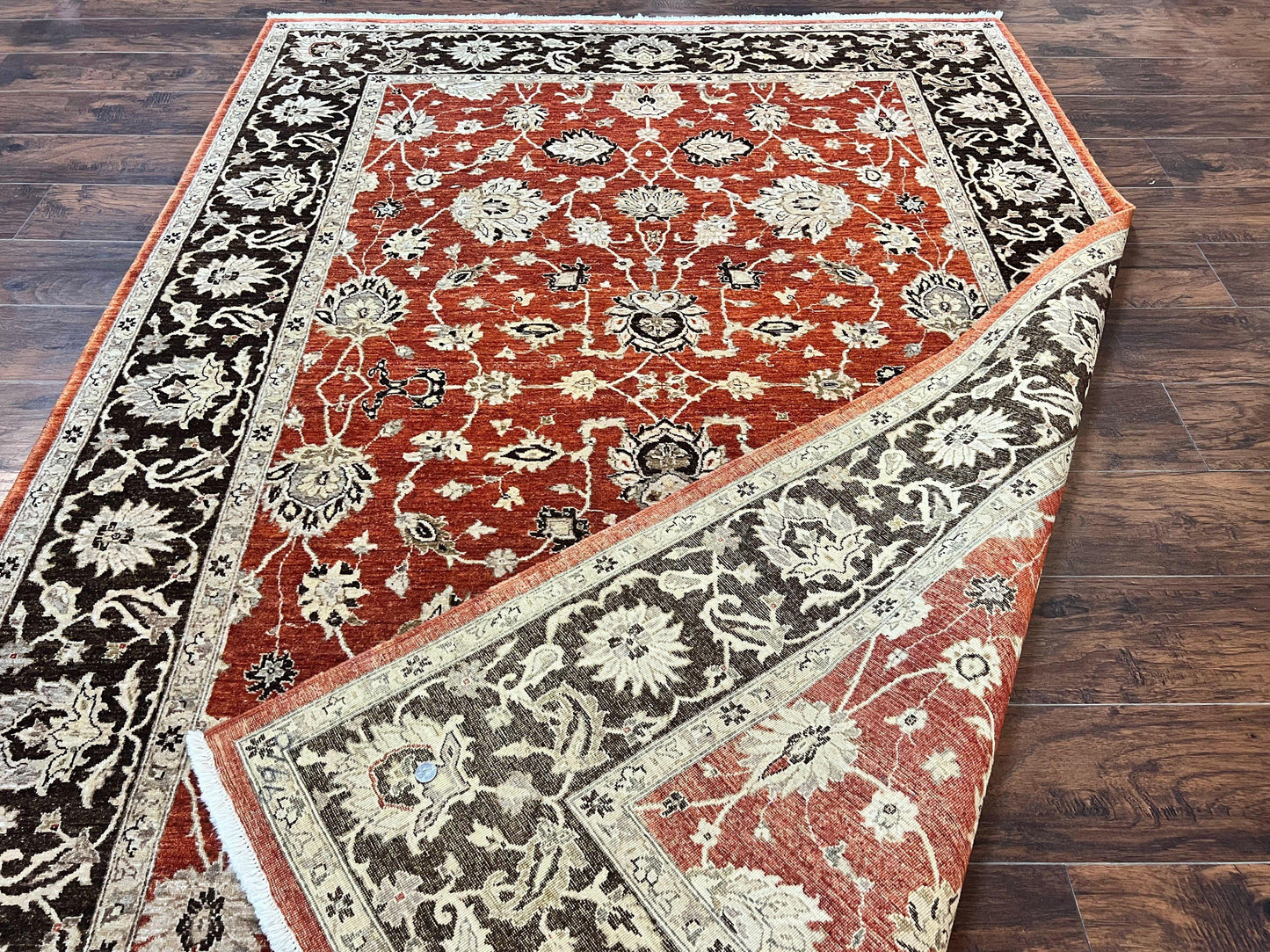 Pakistani Oriental Rug 6x9, Red, Floral Allover, Handmade Wool Rug, Peshawar Chobi Rug, Pak Persian Carpet 6 x 9