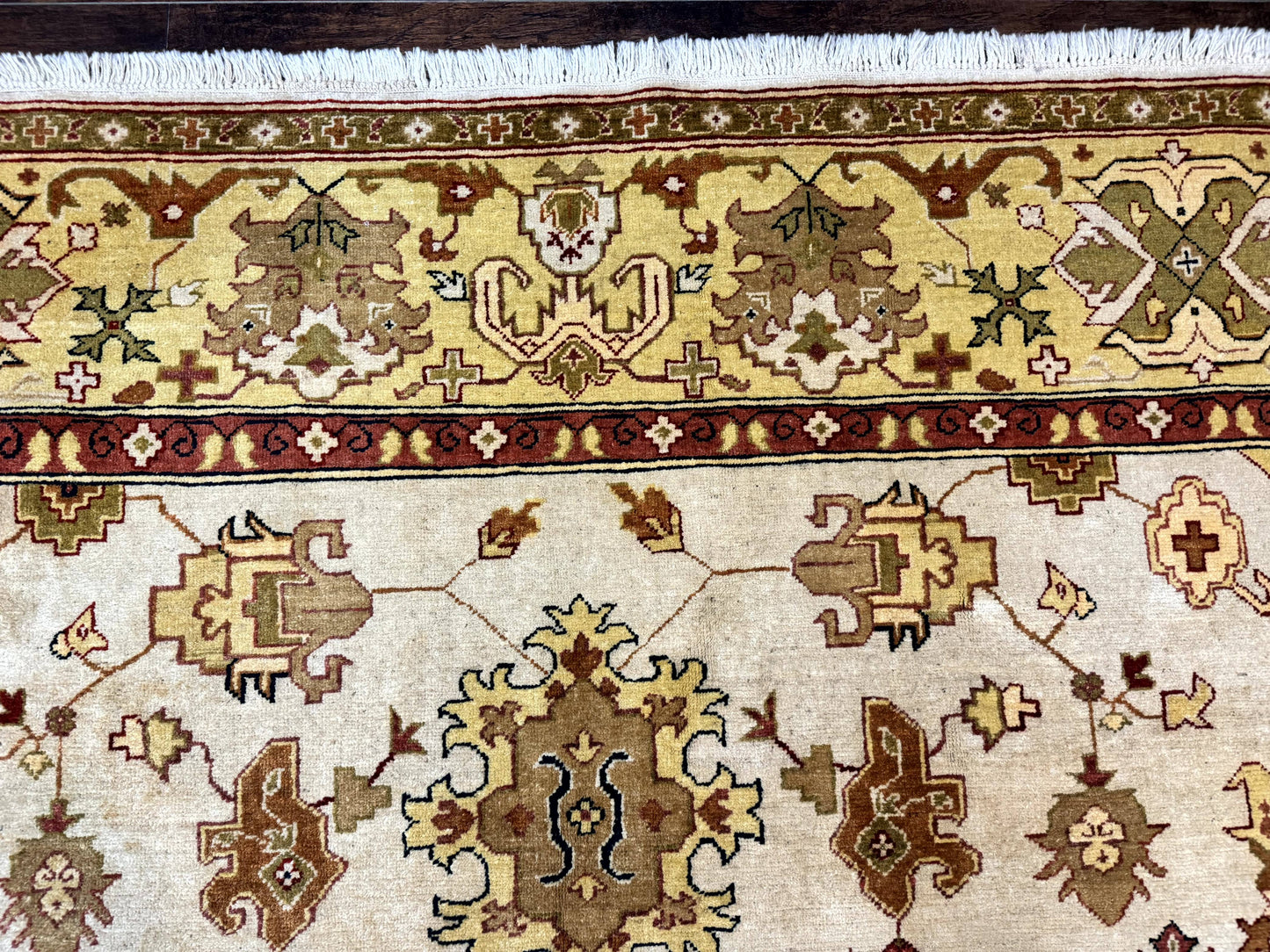 Turkish Oushak Rug 9x12 Hand Knotted Wool Carpet Vintage Oat Color