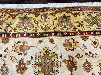 Turkish Oushak Rug 9x12 Hand Knotted Wool Carpet Vintage Oat Color