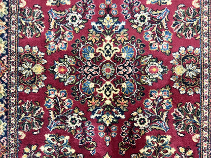 Karastan Rug 4.6 x 6 Lanamar Sarouk #5528, Red Wool Karastan Oriental Carpet, Discontinued, Antique, Wool Pile