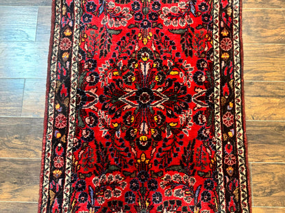 Persian Rug 3x5, Red Tribal Rug, Semi Antique, Wool Rug 3 x 5, Persian Hamadan Rug