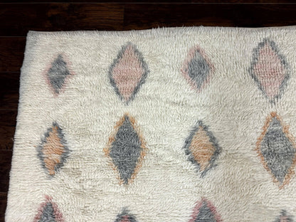 Large Modern Contemporary Indian Shag Rug 11x14, Ivory, Handmade Wool Carpet