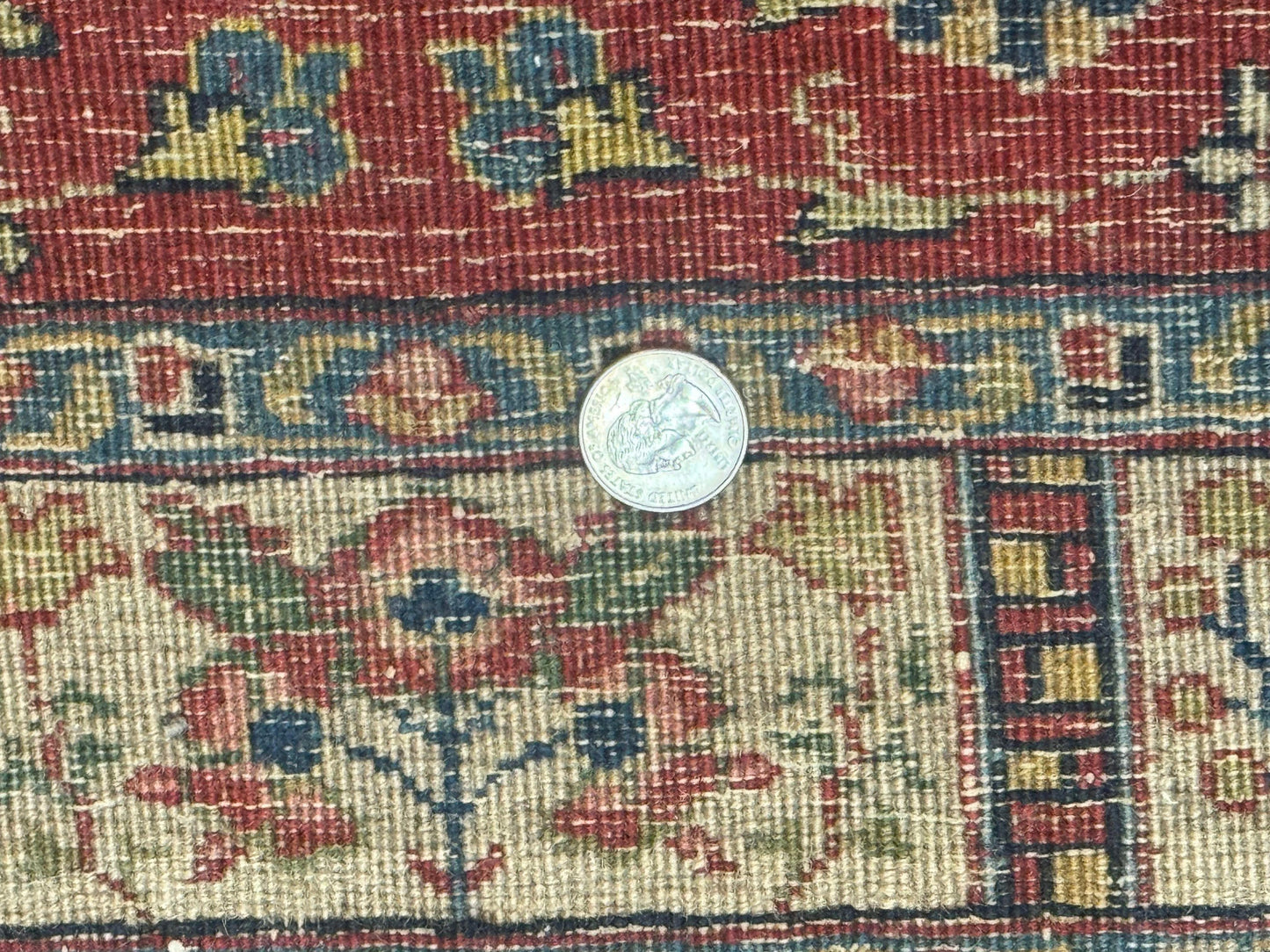 Small Persian Tabriz Rug 2.8 x 4.7, Red, Animal Pictorials, Semi Antique Vintage