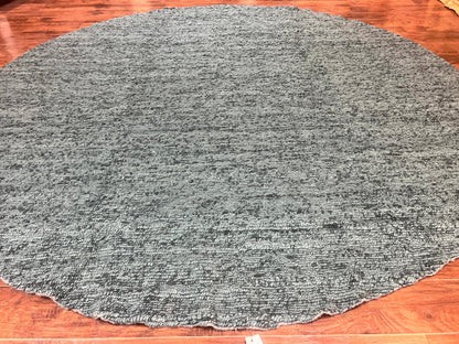 Round Indian Wool Rug Hand Knotted Teal Vintage Home Decor