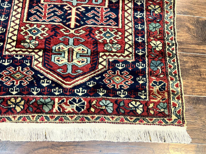 Antique Turkish Sparta Rug 3x4 Geometric Caucasian Wool Carpet